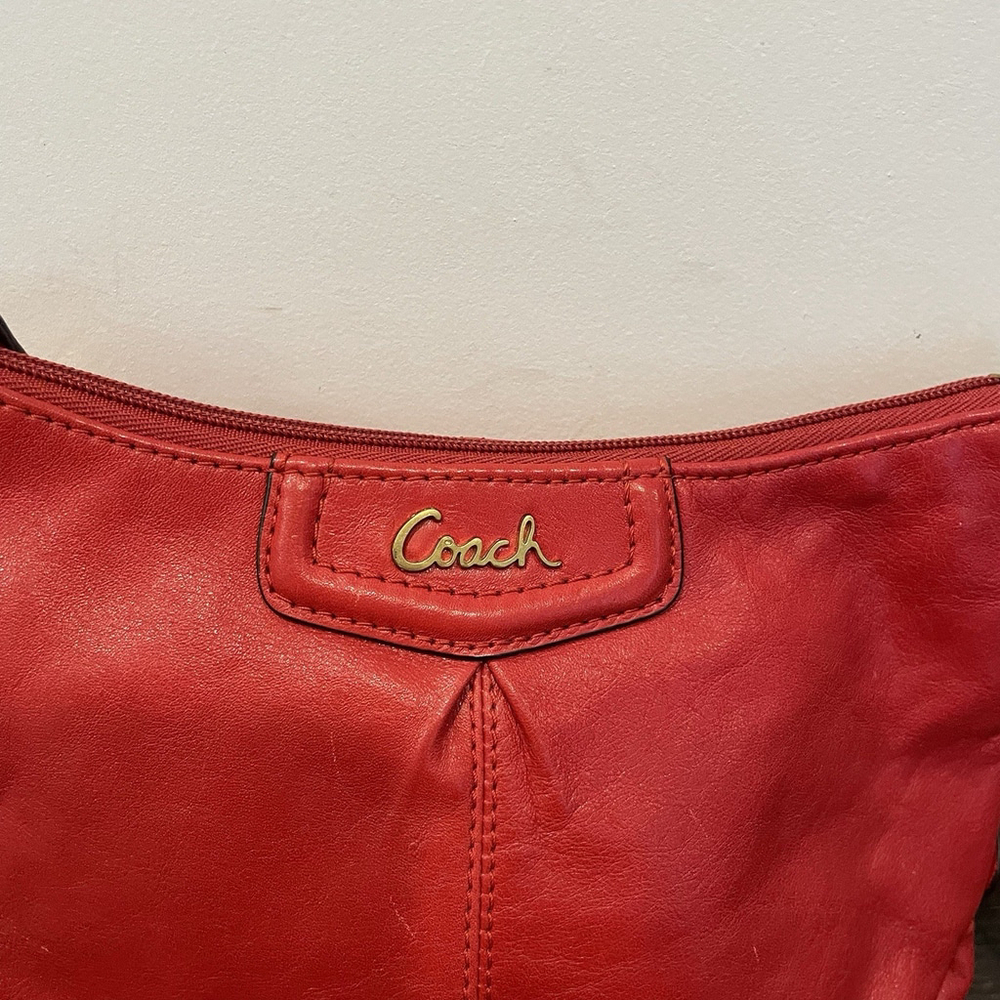 Coach Ashley Swingpack Leather Cherry Red Crossbody Bag 9” - Picture 3 of 7